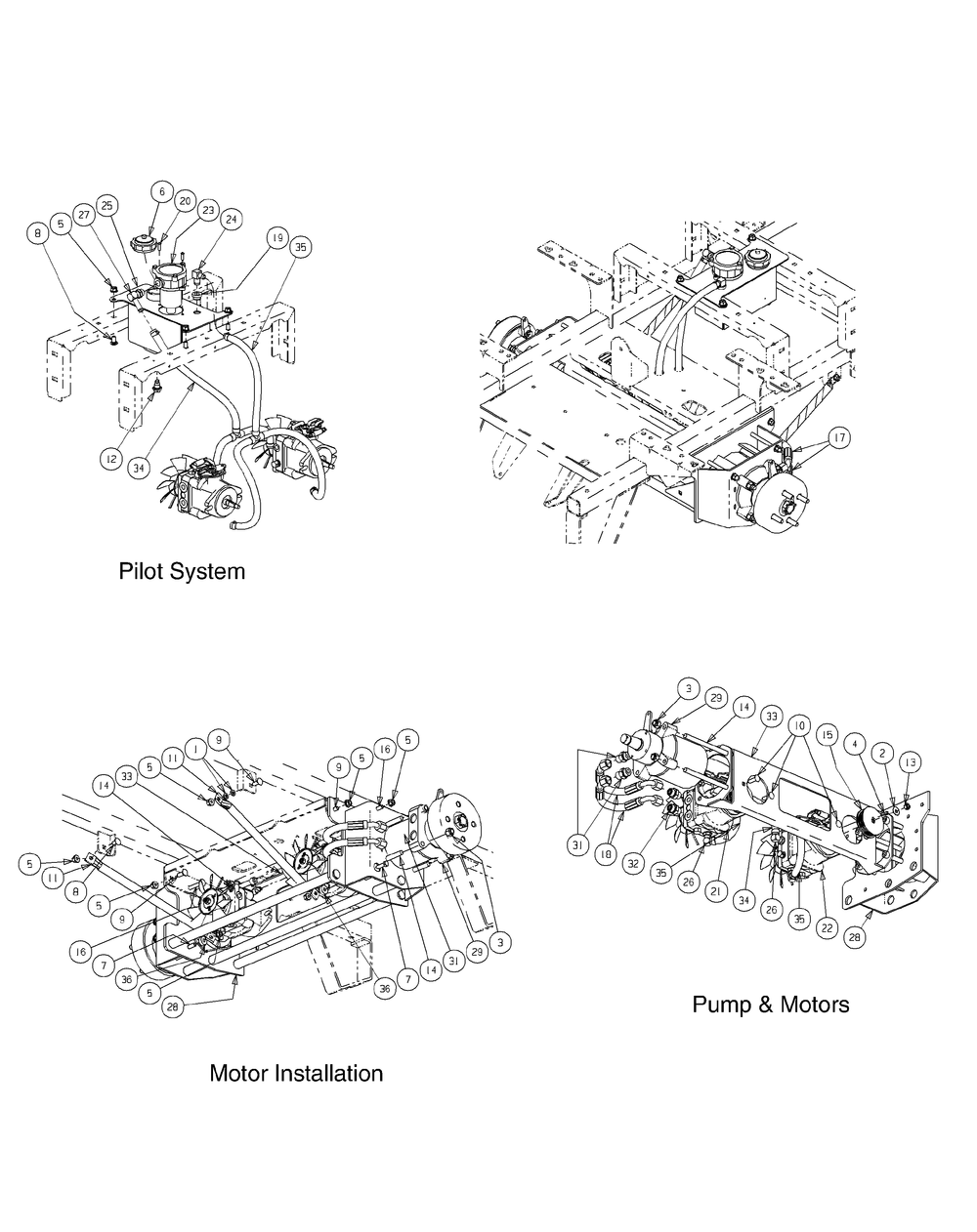 Hydro Hose And Pump Assembly Diagram and Parts List for M72-KW LC-53BB5GFZ750-29HP-DFI-OHV-LC Cub Cadet Lawn Tractor